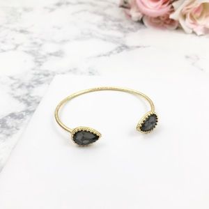 Crystal Black Teardrop Cuff Bracelet